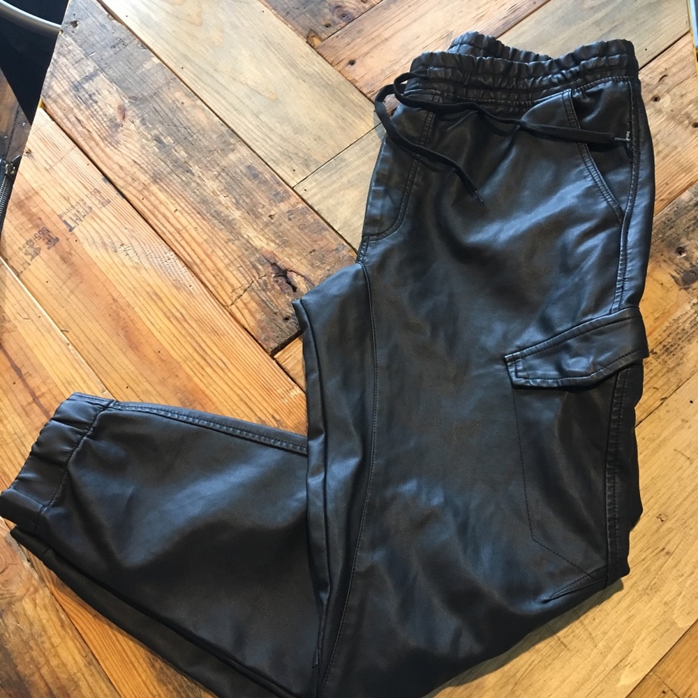 Faux leather joggers